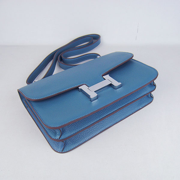 7A Hermes Constance Togo Leather Single Bag Blue Silver Hardware H020 - Click Image to Close